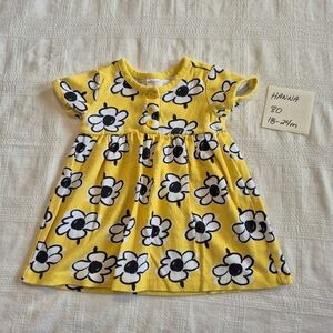 Hanna Andersson girls size 80 or 18-24 months yellow play dress white flowers